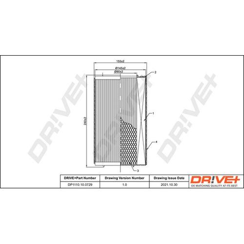 Drive+ Luftfilter 146mm für FIAT 51854025 DP1110.10.0729