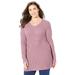 Plus Size Women's Daydream Waffle Knit Pullover by Catherines in Dusty Pink (Size 2X)