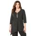 Plus Size Women's Metallic Dot Shark Bite Top by Catherines in Black (Size 4X)