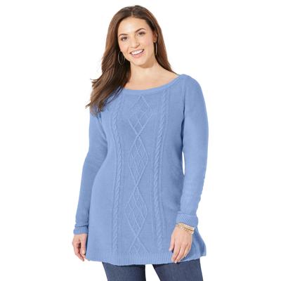 Plus Size Women's Cashmiracle™ Cable Sweater by Catherines in French Blue (Size 4X)