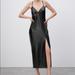 Zara Dresses | Faux Leather Slip Dress, Zara. Brand New. | Color: Black | Size: M