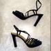 J. Crew Shoes | J.Crew Tuesday Leather Strappy Heel Made In Italy Suede Black Gold 8 | Color: Black | Size: 8