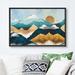 IDEA4WALL Teal Sun Mountain Range Abstract Nordic Landscape Framed On Canvas Painting Print Wall Decor Canvas in Blue/Green/Yellow | Wayfair