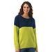 Masseys Faux Mohair Sweater (Size S) Lime/Navy, Nylon,Acrylic