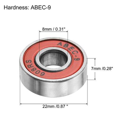 Skateboard Bearings 608RS Deep Groove Ball Bearings for Roller, 20pcs