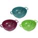 Plastic Deep Colander with Double Handles 3PCS, Rice Washing Bowl - Army Green+Green+Purple - 19cm x 14.8cm x 7.5cm