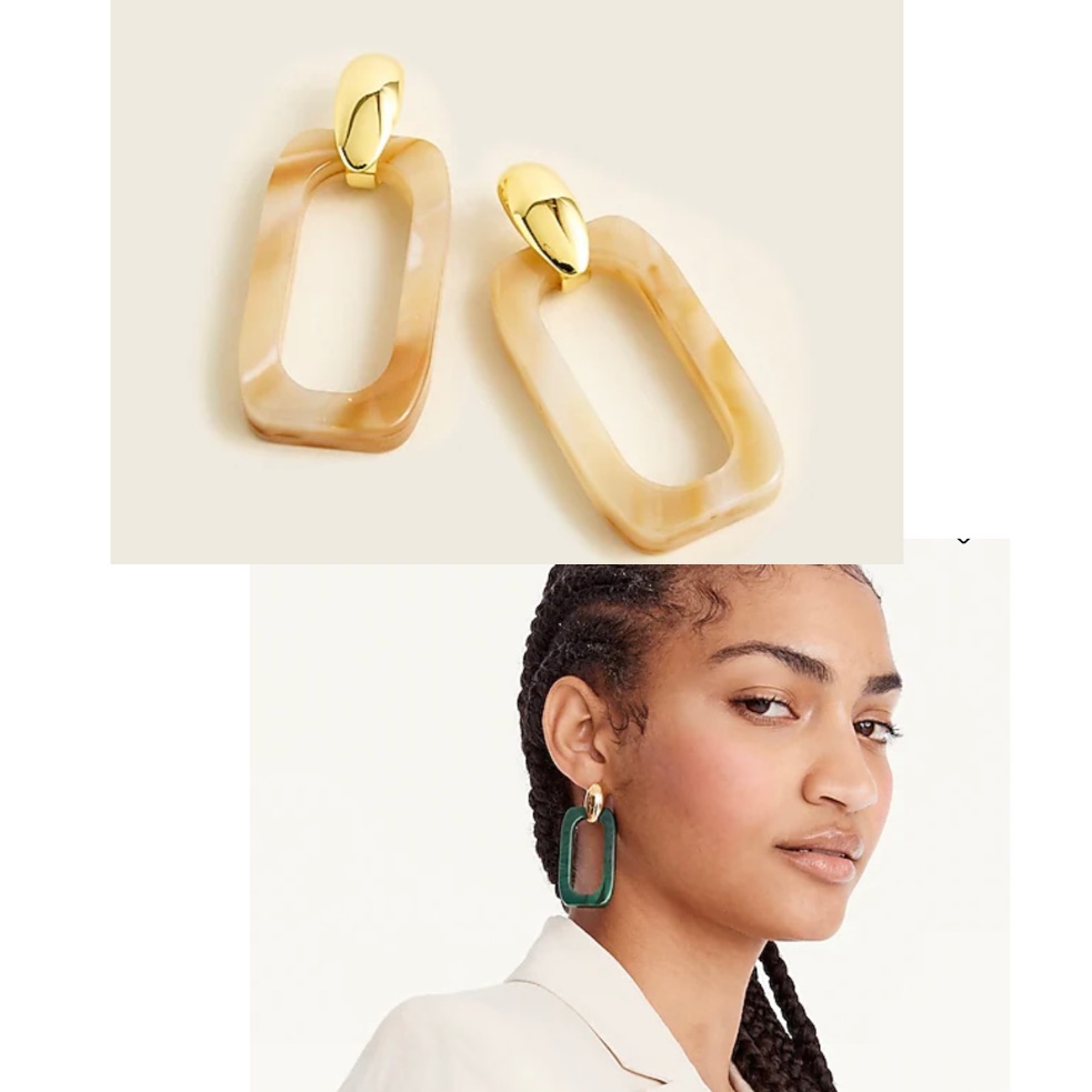 J. Crew Jewelry | J.Crew Made-In-Italy Rectangle Earrings Deep Ember | Color: Cream/White | Size: 50 Mm