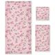 ALAZA Bath Towels Set of 3, Microfibre Towel Bathroom Linen Floral Cherry Blossoms and Branches Pink Towels Set Gift with 1 Face Towel 1 Hand Towel 1 Bath Towel Sheet, Absorbent Bathroom Accessories