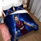 Lionel Messi Duvet Cover Set - Poly Cotton Plain Dyed Bedding Set with Matching Pillowcases- Easy Care Machine Washable (200x200cm(Double),Style 06)