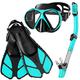 Snorkel Set Mask, Snorkel and Fins/Flippers, Bag, Dive Mask Diving Swim Mask Snorkel Fins for Adults and Teenagers,Flippers and Snorkel Set