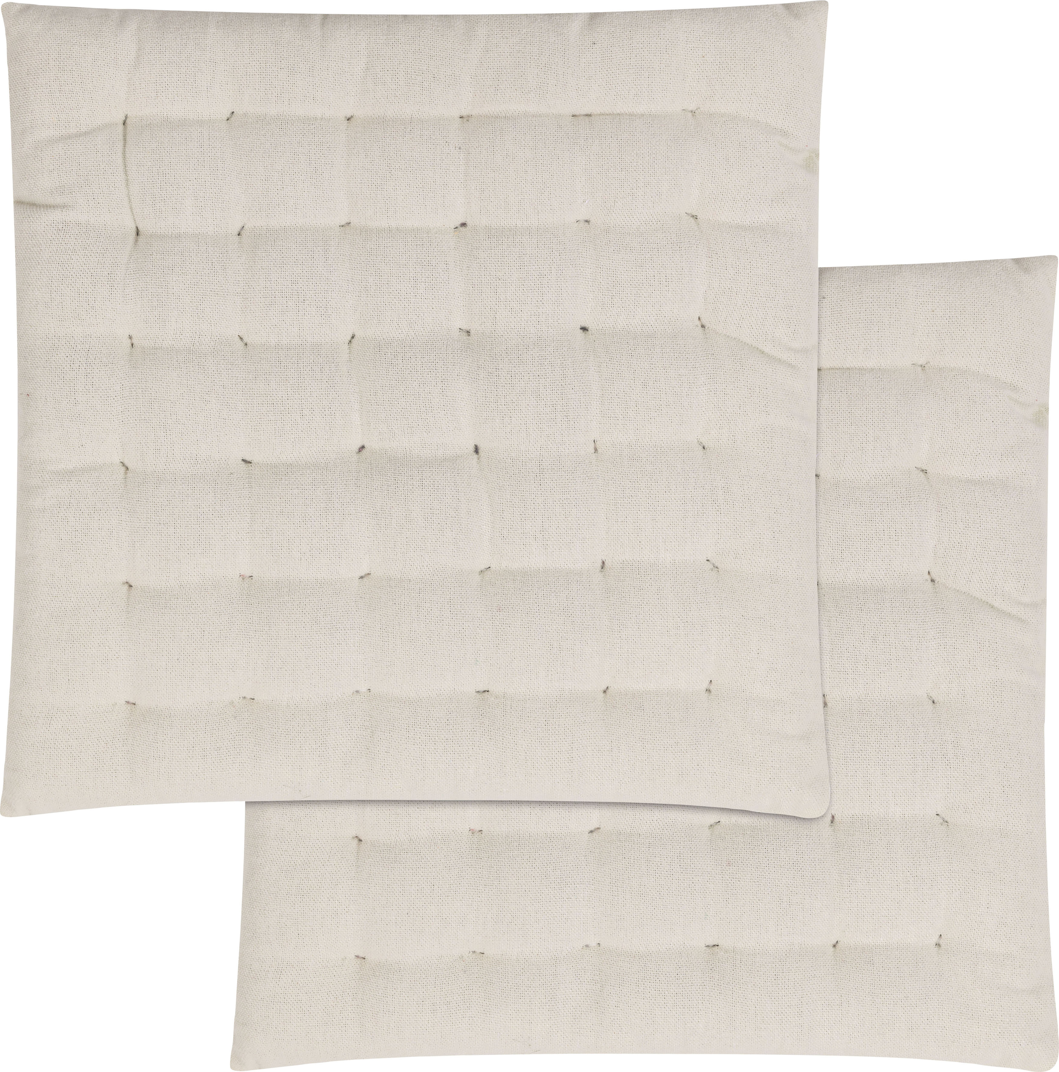 Stuhlkissen MAGMA HEIMTEX "Freya", beige (elfenbein, unifarben), B:40 H:4 L:40, Baumwolle, Dekokissen_Sitzkissen_Kissenhüllen, mit toller Steppung Image