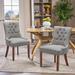 Red Barrel Studio® Berenis Tufted Linen Elegant Dinning Chair Upholstered/Fabric in Gray | 36 H x 21.5 W x 26 D in | Wayfair