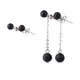 Boucles d'oreilles en perles de pierre de lave noire goujon en acier inoxydable bijoux