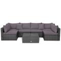 Costway 7 Pieces Patio Rattan Furniture Set Sectional Sofa Garden Cushion-Gray