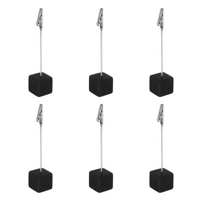 Place Card Holder Resin Cube Base Alligator Clip Photo Holder 6 Pack - Black