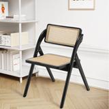 Fully Assembled Cane Folding Dining Chair, Wood Stackable Side Chair - 32.68" H x 20.5" W x 20.08"D