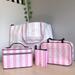 Victoria's Secret Bags | *Nwot* Victoria’s Secret Pink Stripe Travel Bags + Passport 4 Piece Set/Bundle | Color: Black/Pink | Size: Os