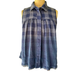 Free People Tops | Free People Blue Hey There Sunrise Knit Plaid Flannel Shirt S | Color: Blue | Size: S