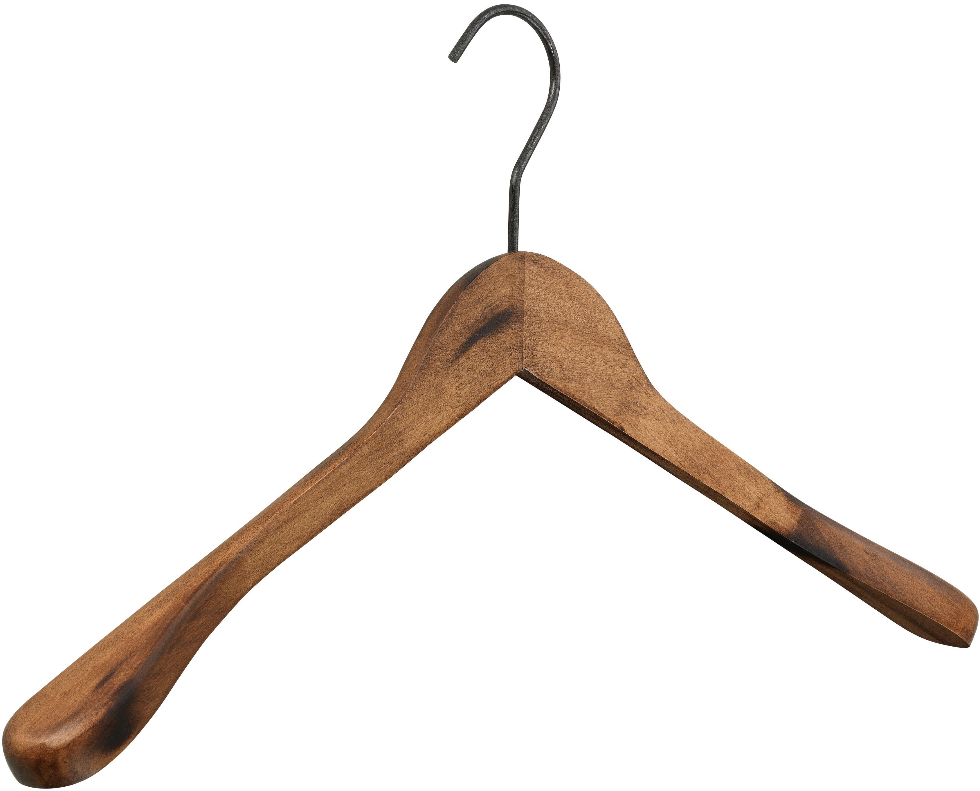 Kleiderbügel PIEPERCONCEPT "Vintage 7209", braun, B:45cm H:25,5cm T:3,7cm, Massivholz, Metall, Kleiderbügel, Kleiderbügel