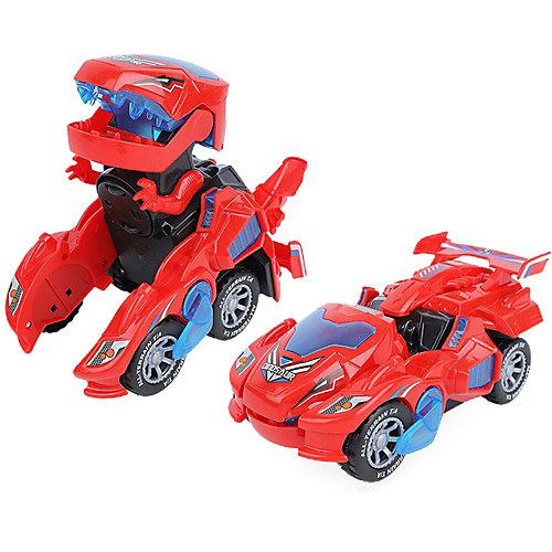 Dinosaurier Transforming Spielzeug Auto Transform Dino Spielzeugauto mit Licht und Musik Spielzeugautos Kinder rot Kinder