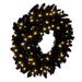 Primrue Flocked Fir Pre-Lit Dura-Lit 24" Lighted PVC Wreath Traditional Faux in Black/White | 24 H x 24 W x 5 D in | Wayfair