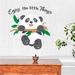 Trinx Little Panda Bear Animal Hanging on a Tree Branch Wall Decal Vinyl in Black/Green/White | 20 H x 20 W in | Wayfair