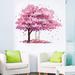 Redwood Rover Cherry Blossom Sakura Tree Floral Swing & Animals Wall Decal Vinyl in Brown/Pink | 28 H x 21 W in | Wayfair