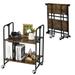 Gymax 2-Tier Folding Bar Cart Kitchen Serving Island Utility Cart