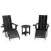 Winsoon 5-Piece All Weather HIPS Outdoor Adirondack Chair Set with Cup Holder, 2 Ottomans and 1 Side Table