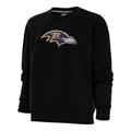 Women's Antigua Black Baltimore Ravens Victory Crewneck Chenille Pullover Sweatshirt