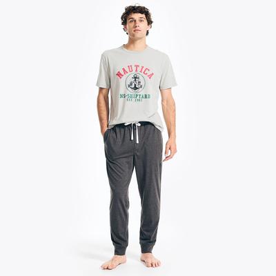 Nautica Men's Logo Graphic T-Shirt Pajama Pant Set 060 (Grey Heather), M