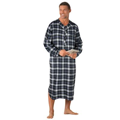 Men's Big & Tall Plaid Flannel Nightshirt by KingSize in Hunter Blue Plaid (Size 2XL/3XL) Pajamas