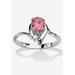 Women's Silvertone Simulated Pear Cut Birthstone And Round Crystal Ring Jewelry by PalmBeach Jewelry in Pink Tourmaline (Size 10)