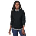 Plus Size Women's Cable Crewneck Sweater by Jessica London in Black (Size M)