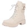 Winterstiefelette RIEKER, Damen, Gr. 39, beige, Textil, Lederimitat, elegant, Schuhe, Schnürstiefelette, Schnürboots, Profilsohle mit Stretch am Schaft