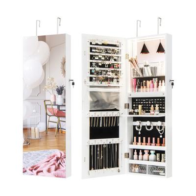 Costway Wall Mounted Jewelry Cabinet with Full-Length Mirror-White