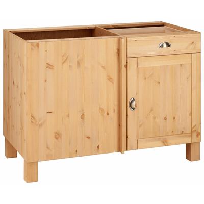 Eckunterschrank HOME AFFAIRE "Oslo", beige (natur gebeizt, gewachst), B:110cm H:83cm T:57cm, Massivholz, Schränke, 110 cm breit, aus massiver Kiefer, Metallgriffe, Landhaus-Optik Image