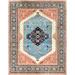 Shahbanu Rugs Light Blue Natural Dyes Densely Woven Soft Wool Hand Knotted Afghan Peshawar Serapi Heriz Design Rug (9' x 11'10")