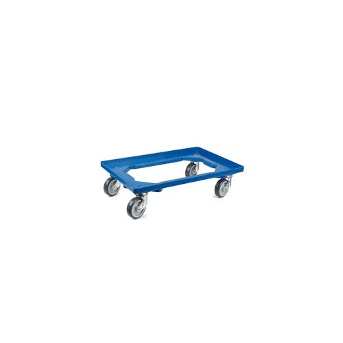 PROREGAL Transportroller Kistenroller Logistikroller mit Gummiräder blau | HxBxT 15×60,7×40,7cm | Offen | 4 Lenkrollen | 2 Stück