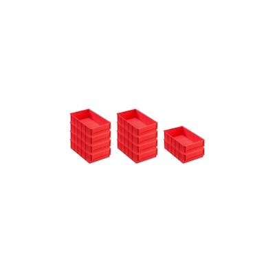 PROREGAL 10x Rote Industriebox 300 B | HxBxT 8,1x18,3x30cm | 3,4 Liter | Sichtlagerkasten, Sortimentskasten, Sortimentsbox, Kleinteilebox Image