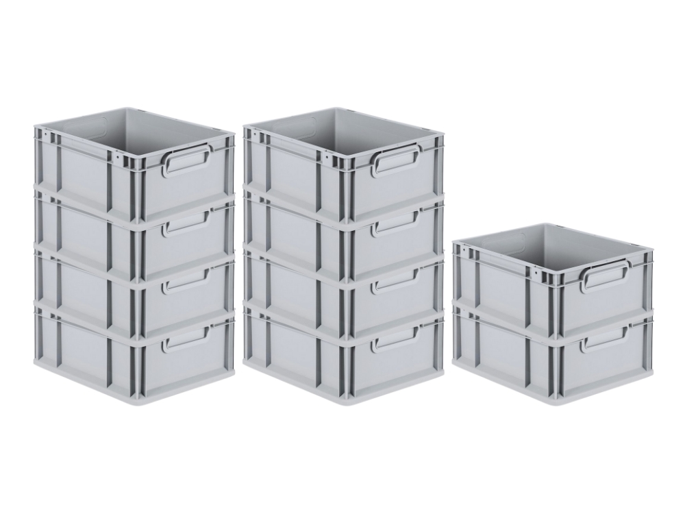 PROREGAL 10x Eurobox NextGen Grip | HxBxT 17x30x40cm | 16 Liter | Griffe geschlossen | Glatter Boden | Eurobehälter Image