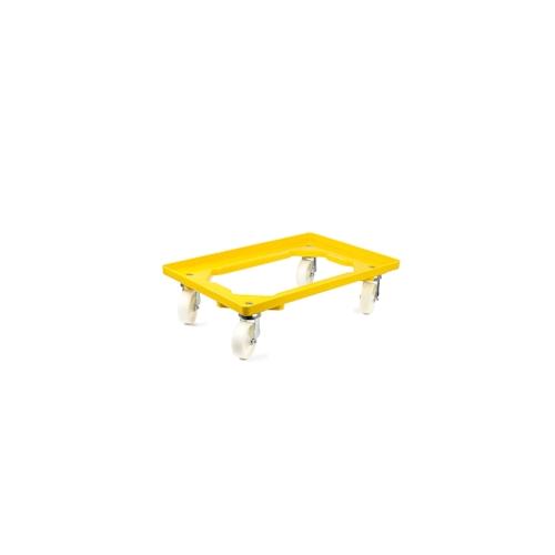 PROREGAL Transportroller Kistenroller Logistikroller mit Kunststoffräder gelb | HxBxT 15×60,7×40,7cm | Offen | 4 Lenkrollen | 2 Stück