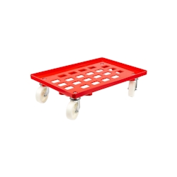 PROREGAL Transportroller für Euroboxen 60x40cm mit Kunststoffräder rot | Gitter/Rasterdeck | 4 Lenkrollen | Traglast 300kg Image