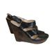 Coach Shoes | Coach Jazlyn Women's Shoes Wedge Heel Peep Toe Size 9 Black Buckle Closure | Color: Black | Size: 9