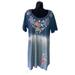 Anthropologie Dresses | Anthropologie Tie Dye T Shirt Dress Embroidered Floral Dip Small Blue White Boho | Color: Blue/White | Size: S