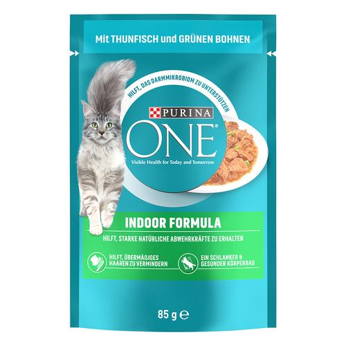 26x 85g mit Thunfisch & grünen Bohnen PURINA One Indoor Formula Katzennassfutter