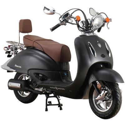 Motorroller ALPHA MOTORS "Retro Firenze", schwarz (schwarz, braun), Motorroller & Mofas, matt, 25 km/h, im Retro-Look, B:85cm H:108,5cm L:189cm