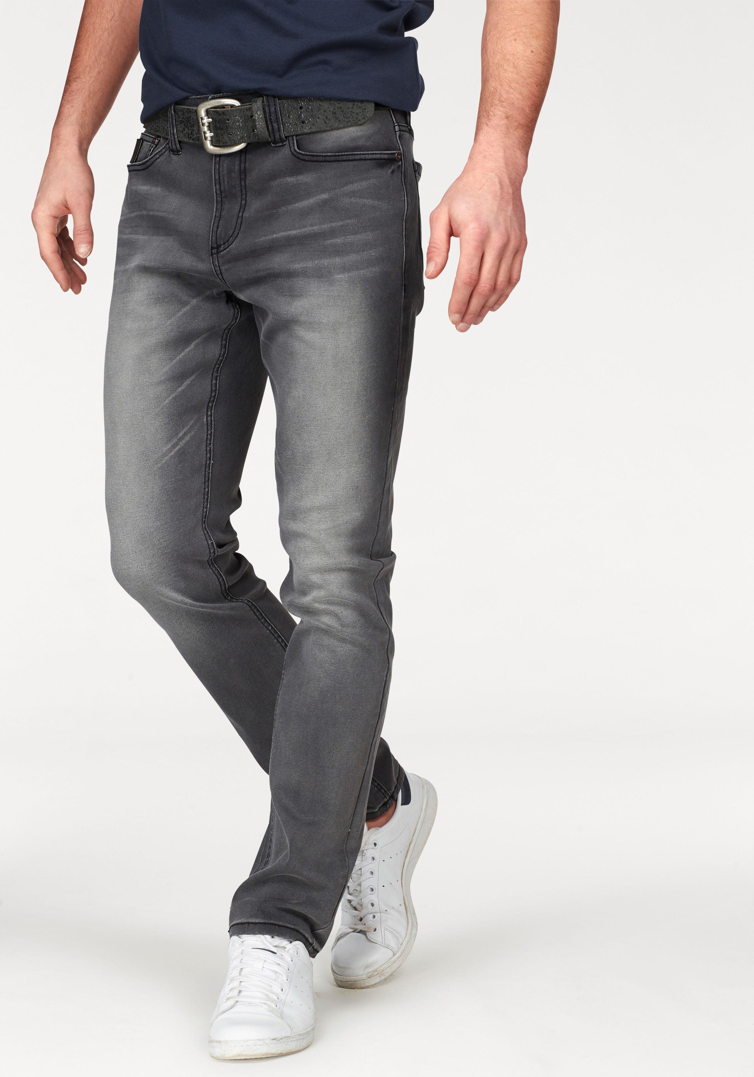 Straight-Jeans BRUNO BANANI "Hutch", Herren, Gr. 38, Länge 34, grau (grau wash), Denim/Jeans, Obermaterial: 98% Baumwolle, 2% Elasthan, unifarben, normal lang, Jeans Straight-Jeans, gerade geschnittenes Bein, niedrige Leibhöhe, reguläre Passform