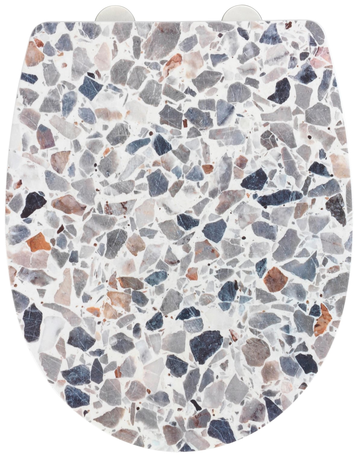 WC-Sitz WENKO "Terrazzo High Gloss", bunt, B:36,5cm L:45cm, Edelstahl, Thermoplast, WC-Sitze, Thermoplast