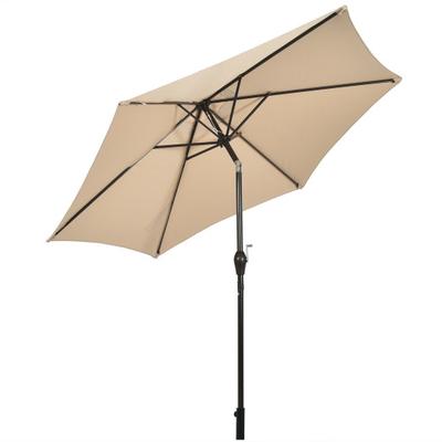 Costway 9 ft Outdoor Market Patio Table Umbrella Push Button Tilt Crank Lift-Beige